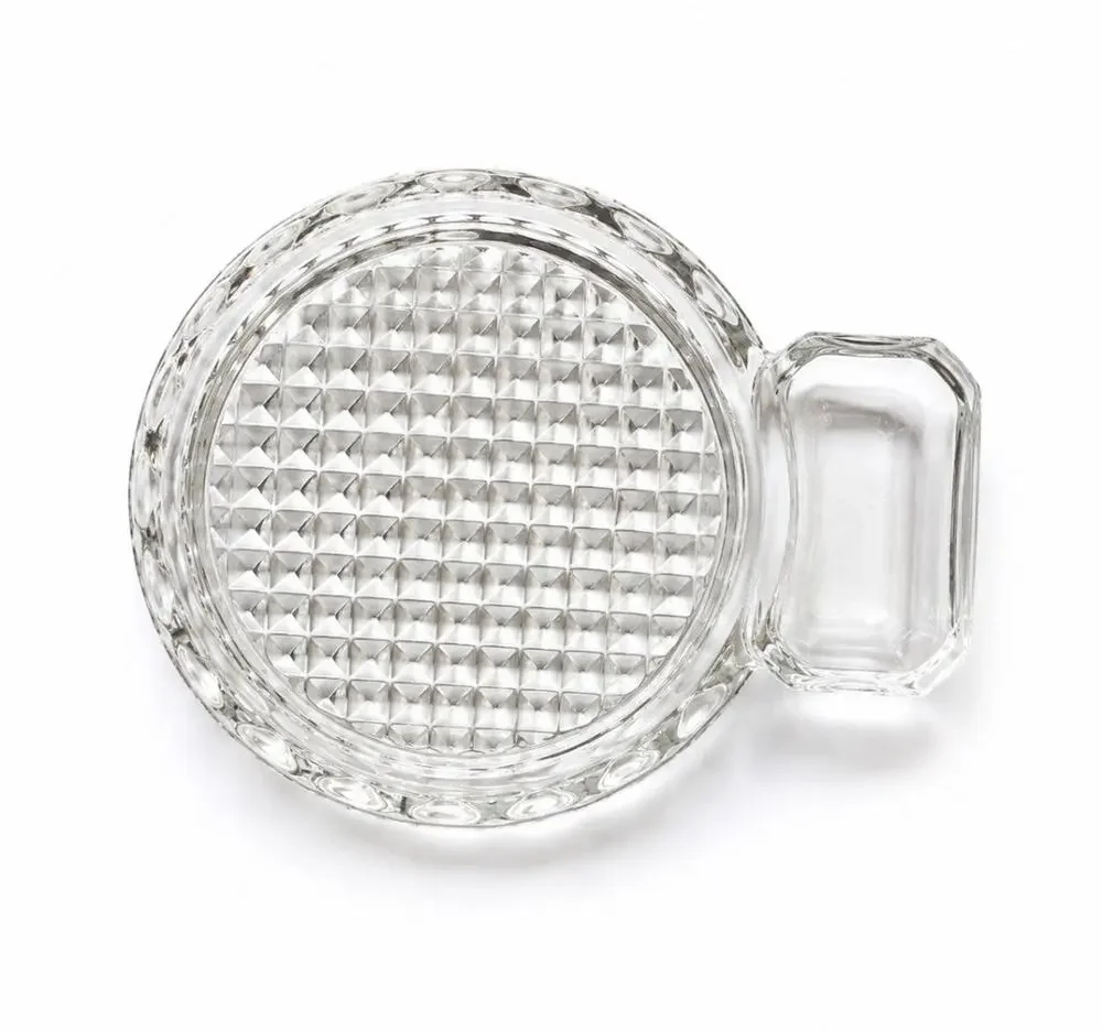 Vintage Glass Ashtray Cigarette Rest Drink Coaster Waffle Cut Sip And Smoke